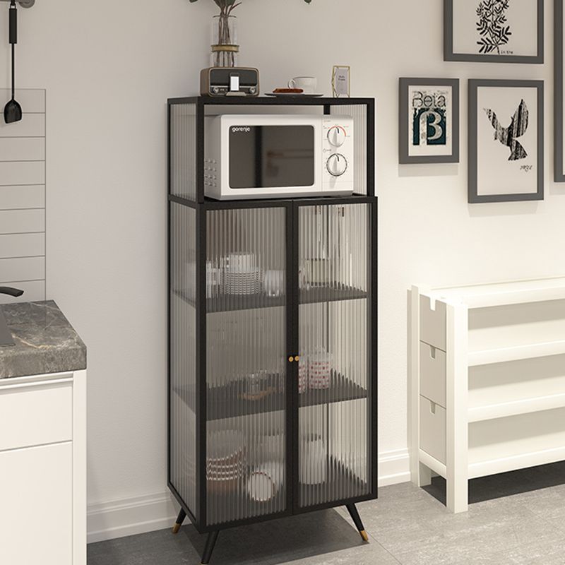 Contemporary  Curio Cabinet Metal Glass Doors Display Stand for Dining Room