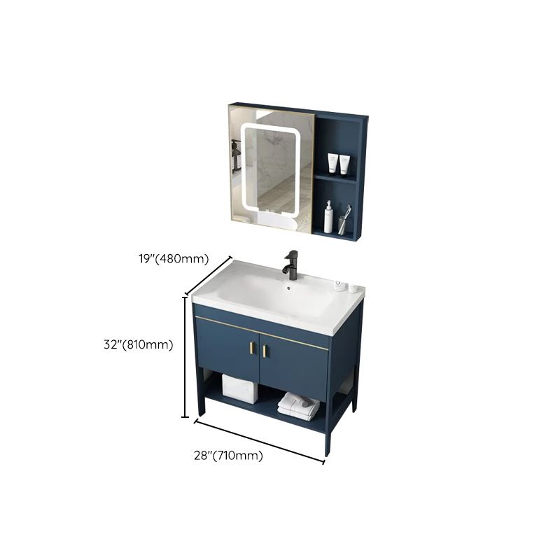 Glam Sink Vanity Stainless Steel Standalone Cabinet and Shelving Included Vanity Set