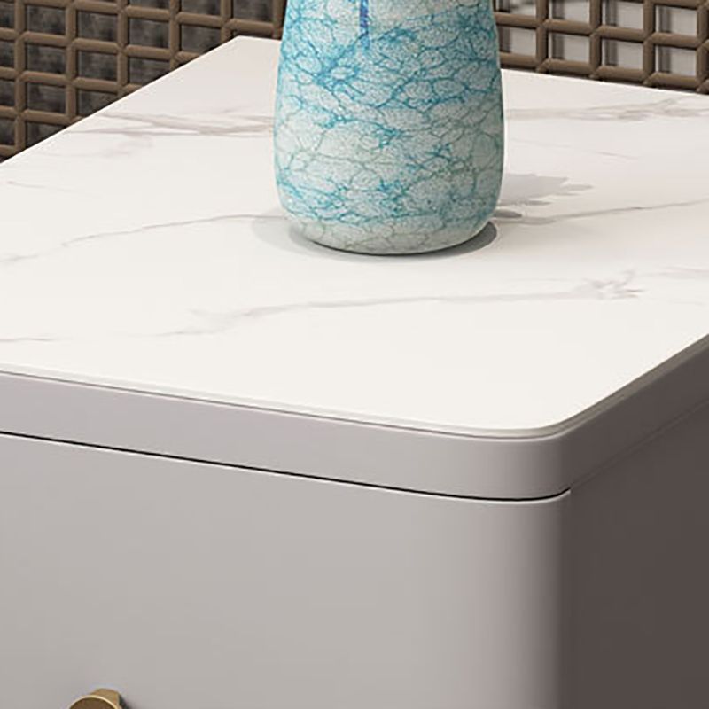 Contemporary Bedside Cabinet Stone Night Table with 2 Drawers