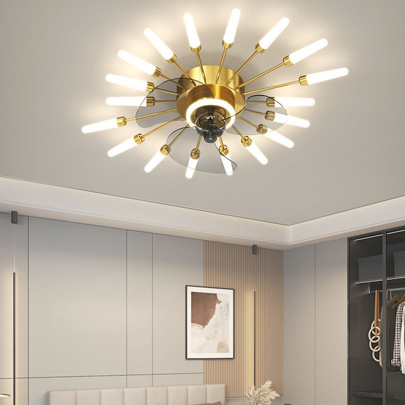 Modern 18/26-Light Ceiling Fan Lamp Black/Golden LED Ceiling Fan Light for Living Room