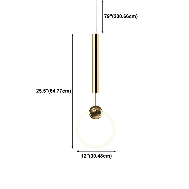 Style contemporain linéaire pendant léger métal simple léger lampe suspendue en or