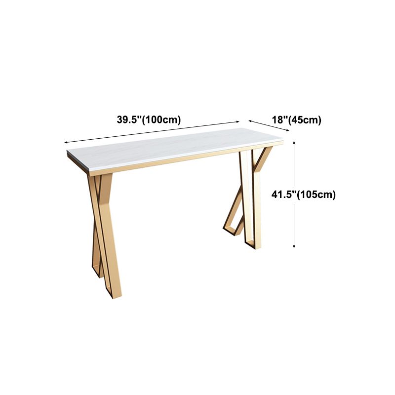 Glam Marble Counter Table with Rectangle Table Top Gold Double Pedestal Table - 42" H