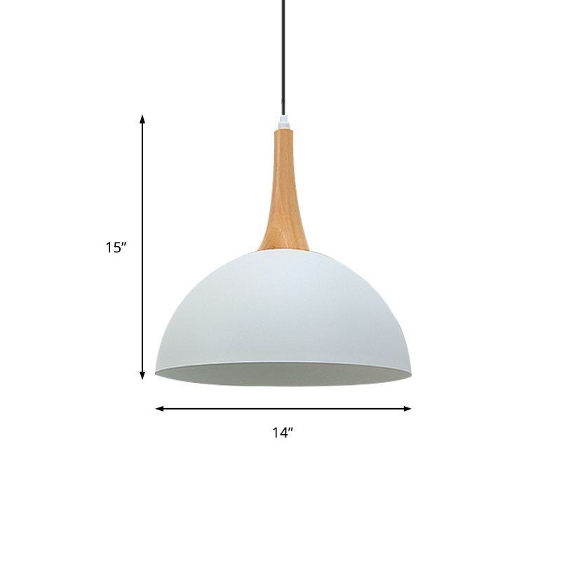 1 dôme léger léger léger noir / blanc moderne lampe suspendue en métal élégant pour le marché des salles de réunion