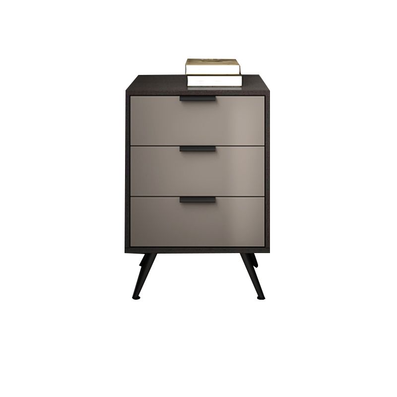 Espresso Wood and Off-White Night Table  Modern Stone and Pearl Wood Bedside Cabinet