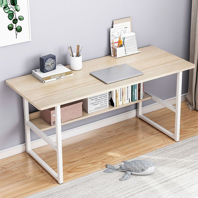 Contemporary Wooden Office Desk Sled Base Rectangular Writing Desk with Steel Legs