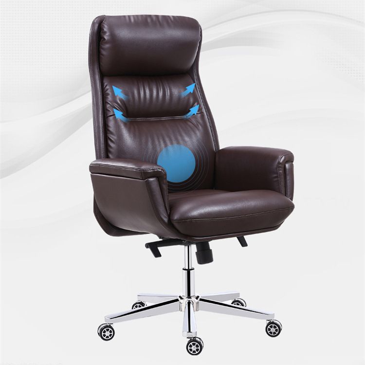 Brown Tilt Mechanism Managers Chair with Headrest Swivel Upholstered Office Chair