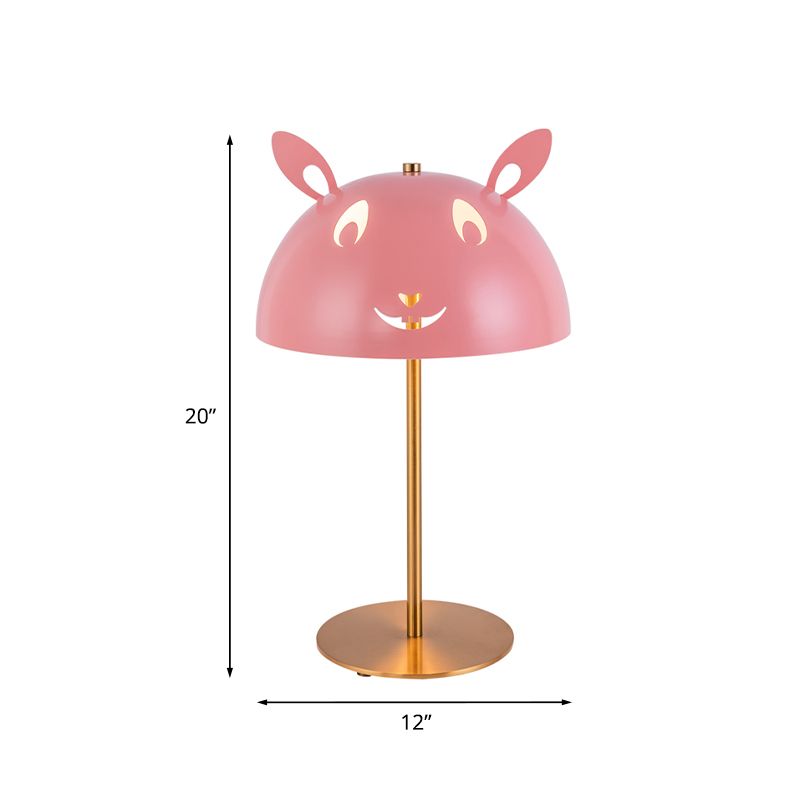 Pink Rabbit/White Panda Night Table Lamp Nordic Style Metal 1 Head Gold Nightstand Light for Bedside