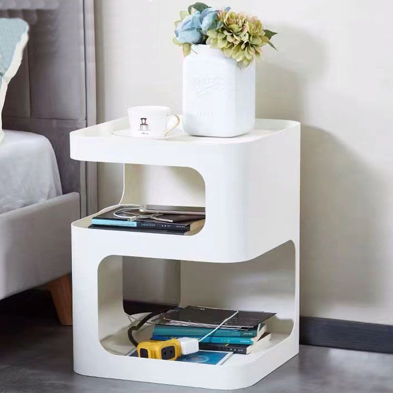 Contemporary Metal Bed Nightstand Open Storage Bedside Cabinet