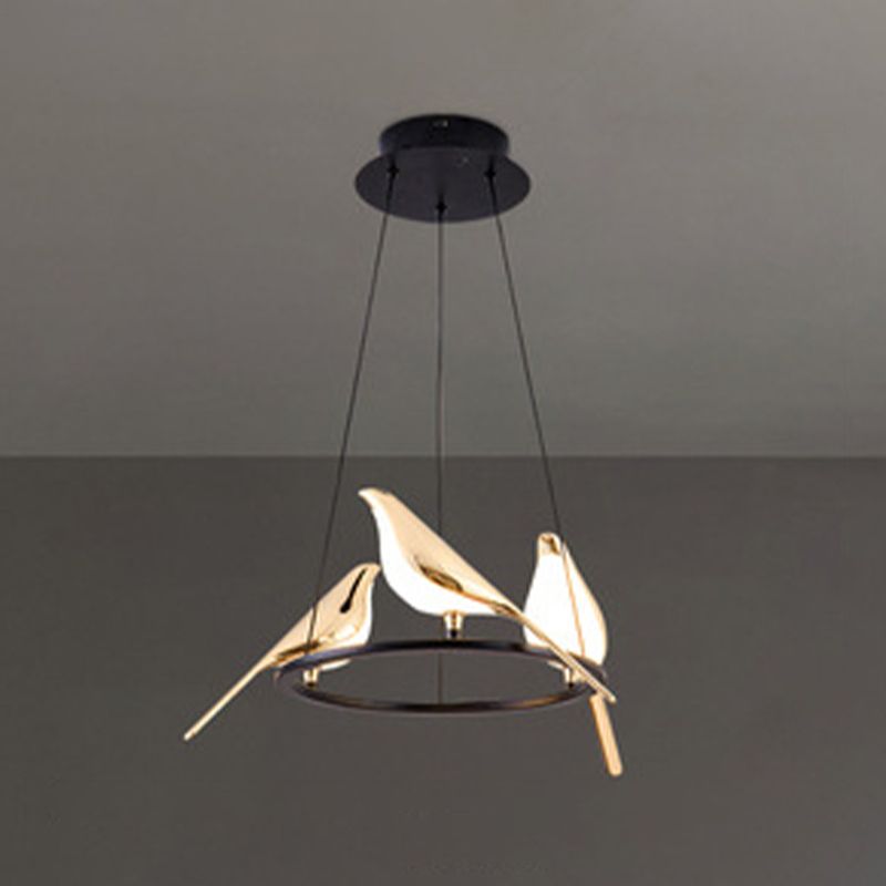 Gold Hanging Lamp Postmodern Style Bird Shape Metal Chandelier Pendant Light