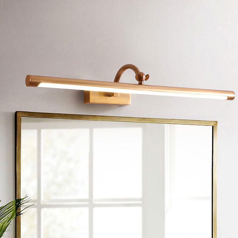 Metal Linear Shade Wall Sconce Modern 1 Light Mirror Wall Lighting Fixtures in Brass