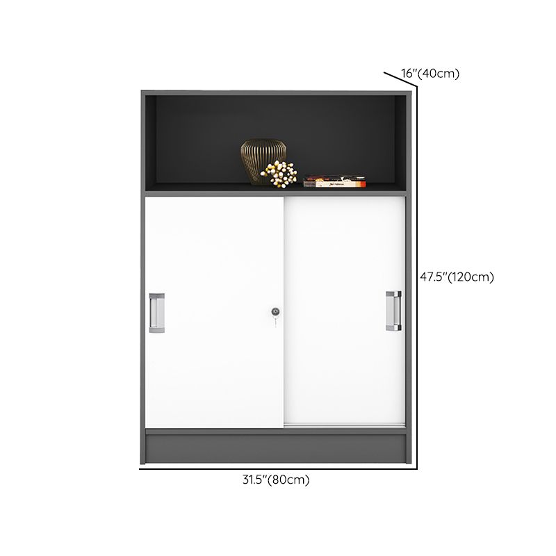 Modern Locking File Cabinet Wooden Contrast Panel File Cabinet for Home Office