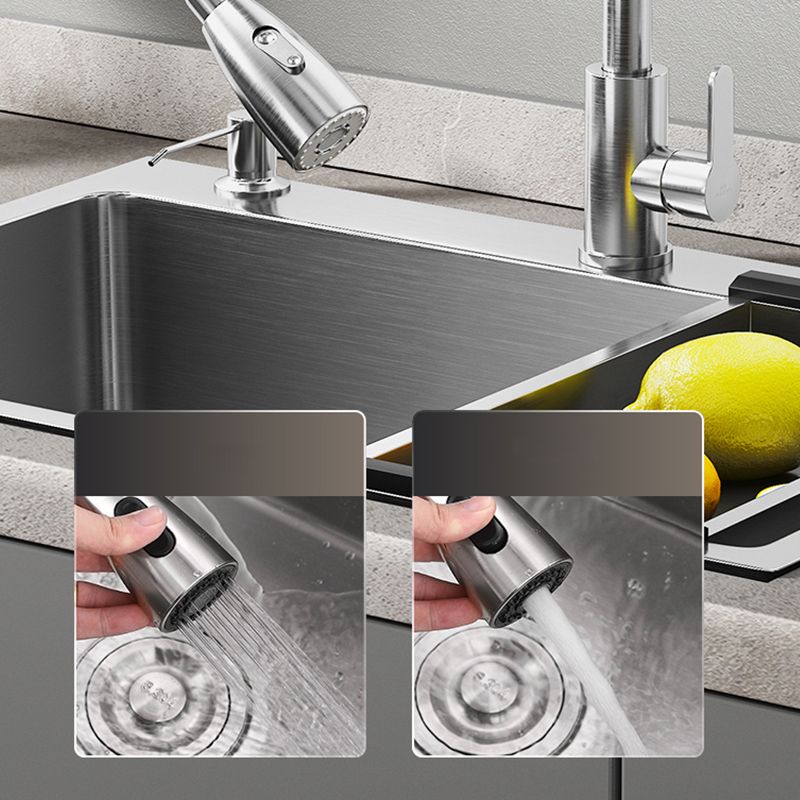 Modern Kitchen Sink Stainless Rectangular Kitchen Sink with Pull-out Faucet