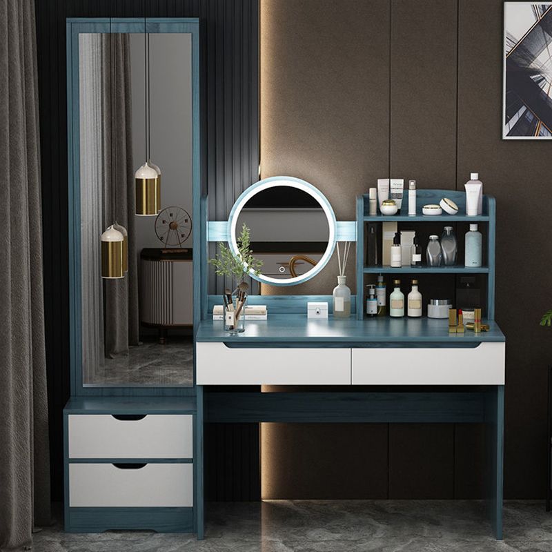 Wooden Modern with Drawer Bedroom Lighted Mirror Make-up Vanity