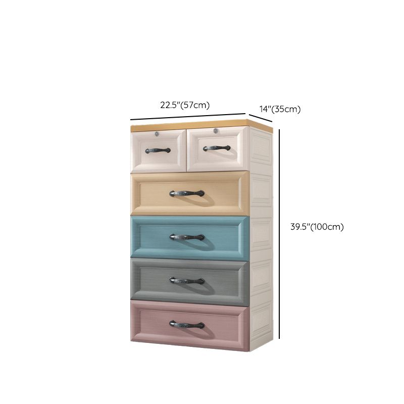 Scandinavian Plastic Vertical Kids Nightstand with Drawers for Bedroom