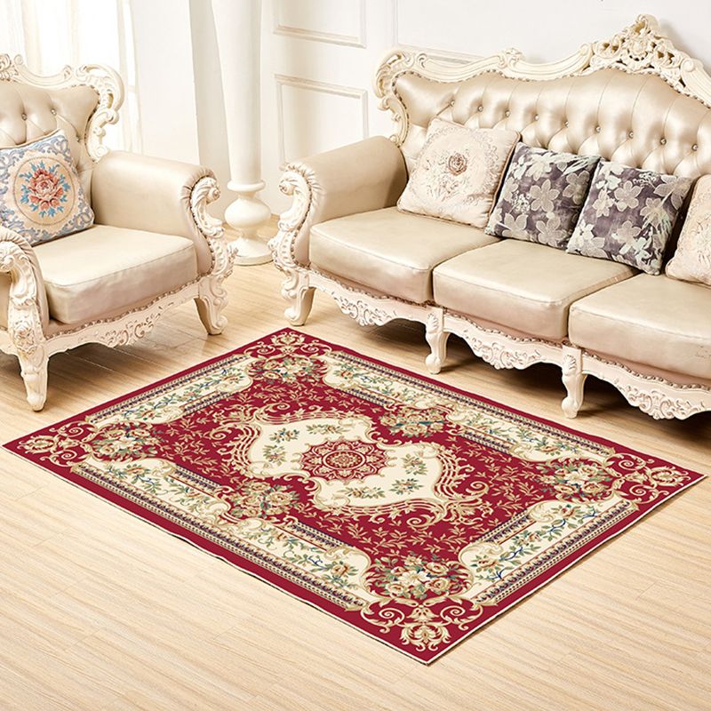 Shabby Chic Decor Rug Multi-Colored Floral Print Rug Synthetics Non-Slip Backing Washable Area Carpet