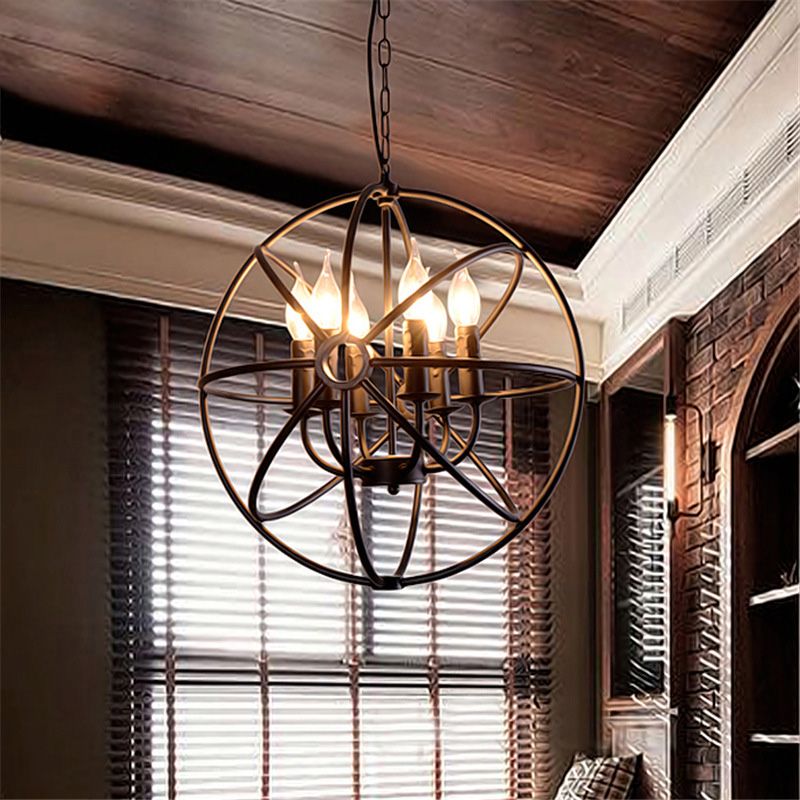 Black Antique Style Ceiling Hanging Light Fixture Metal Chandeliers Pendant Lights