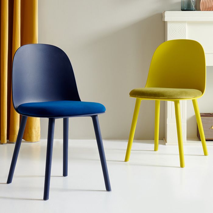 Contemporary Plastic Side Chair Solid Back Kitchen Dining Room Chair