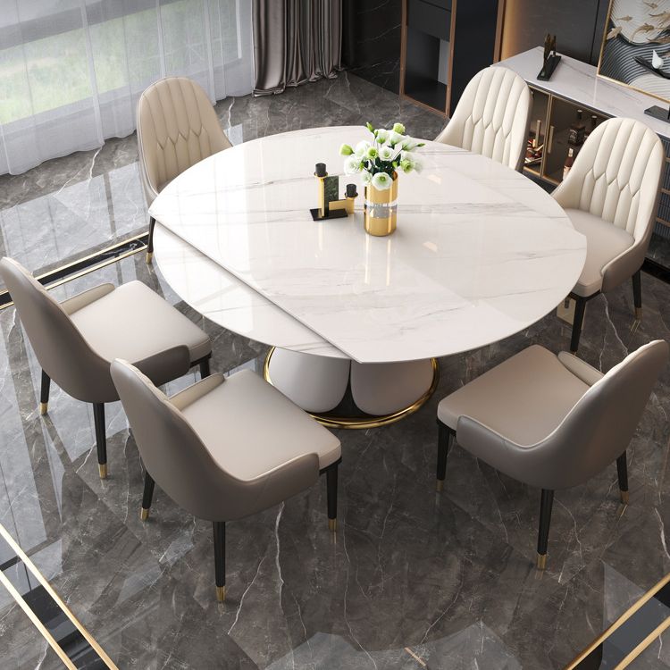 Modern Round Dining Table Sintered Stone Dining Table with Pedestal Base for Home Kitchen Dinner