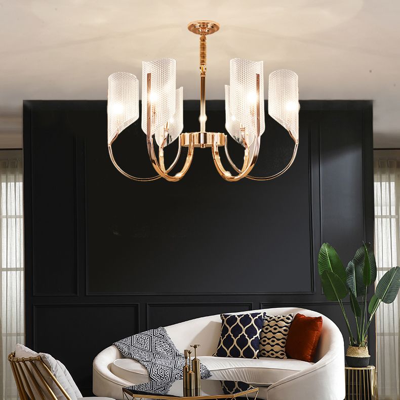 Postmodern Metal Acrylique Chandelier Lighting Assemblées Gold Hanging Chandelier