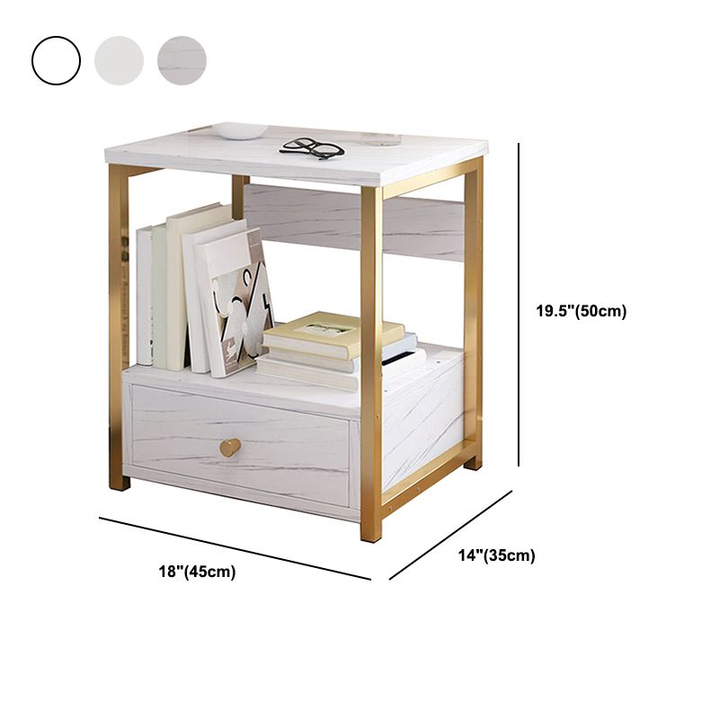 Modern Style Plate Countertop Metal Frame White/wood/walnut/off-white Nightstand