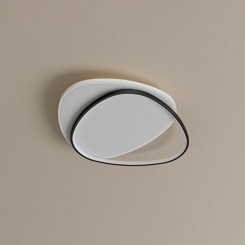 Moderne, beknopte ovale LED-plafondlamp van smeedijzer, inbouw met acrylkap