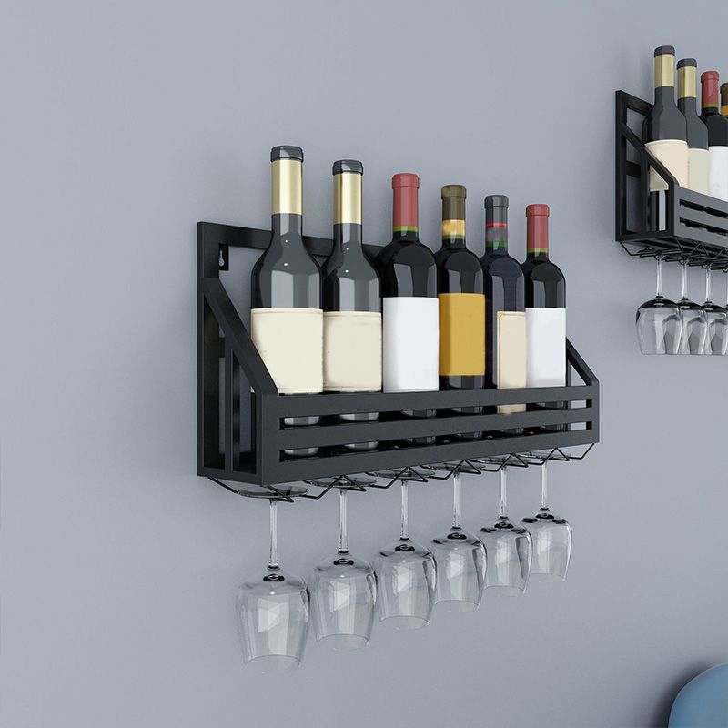 Metal Wall Mounted Wine Bottle & Glass Rack Modern Wine Holder for Kitchen