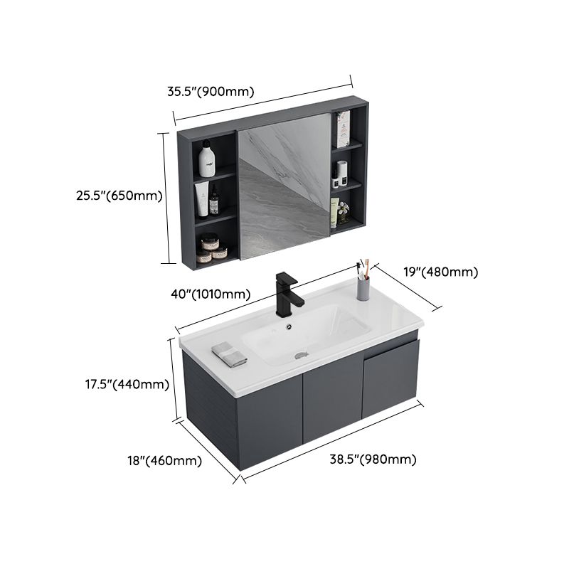 Wall Mounted Bathroom Vanity Modern Metal Vanity Set with Sink Included