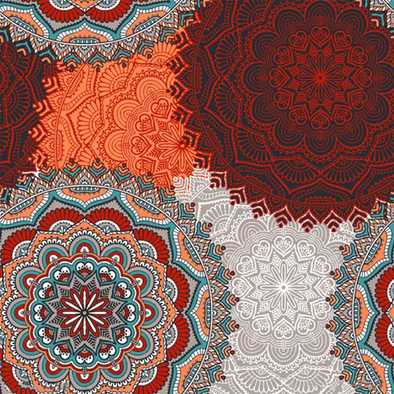 Abstract Flowers Murals Wallpaper Bohemia Non-Woven Cloth Wall Art in Orange Red