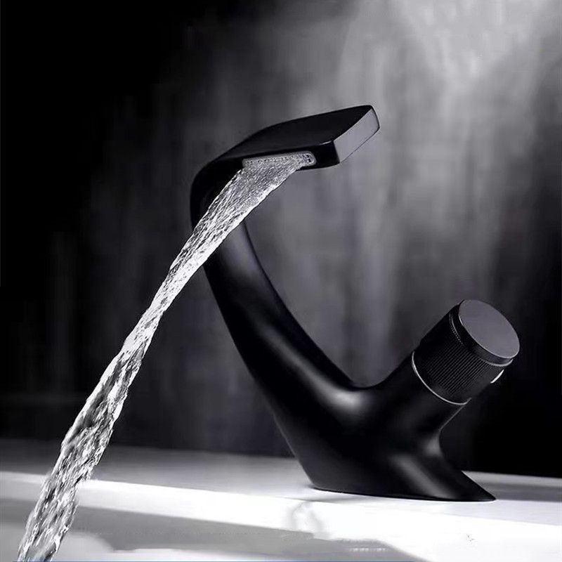 Knob Handle Faucet Contemporary Style Faucet with Waterfall Spout