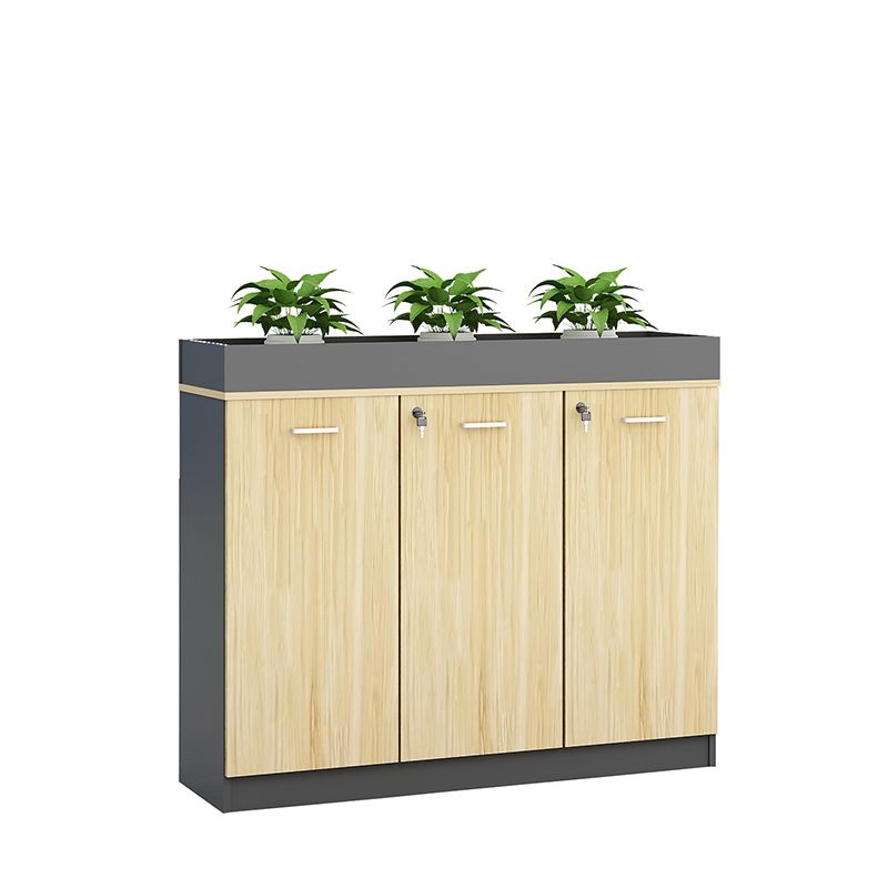 Contemporary Style File Cabinet Wooden Frame Lock Storage Filing Cabinet