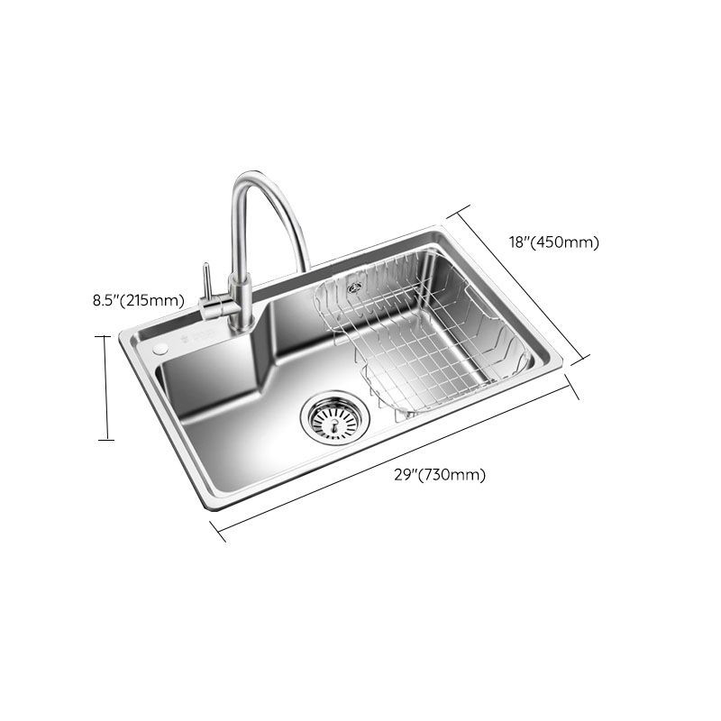 Contemporary Style Kitchen Sink Stainless Steel 2 Holes Drop-In Kitchen Sink