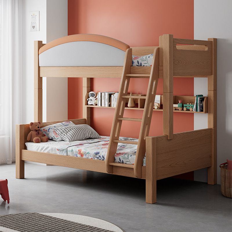 Modern Solid Wood Bunk Bed Panel Headboard Beech Kids Bed with Stairway