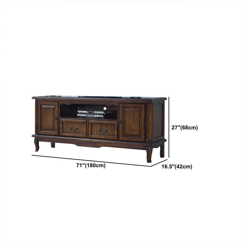 Solid Wood Home TV Stand Traditional TV Cabinet with Splayed Wooden Legs