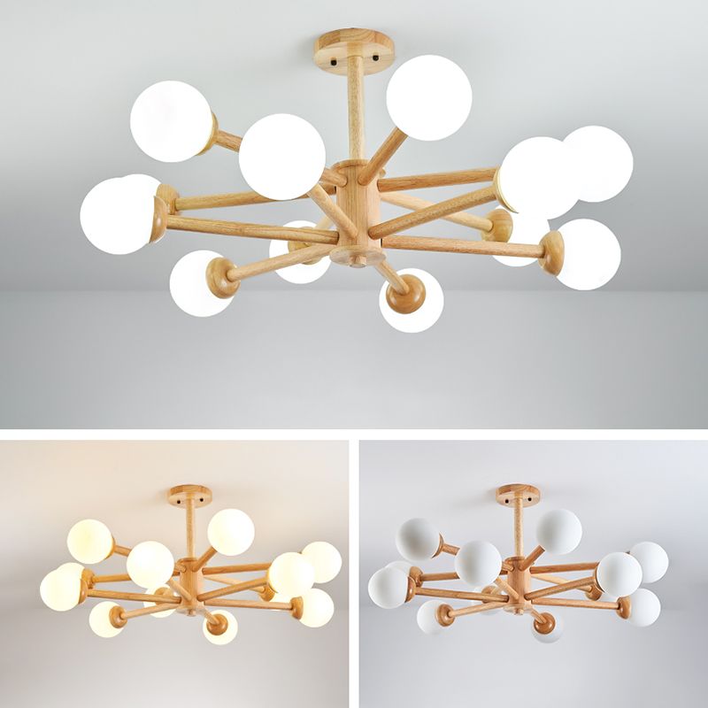 Globe Shade Chandelier Light Pendante moderne multi-têtes avec une teinte en verre blanche