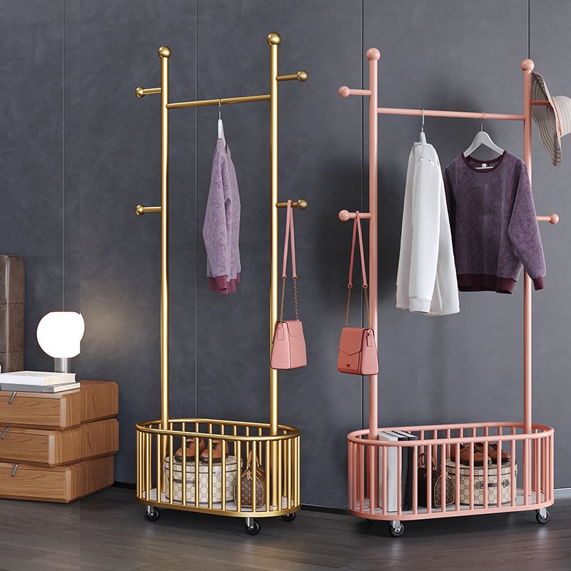 Modern Metal Coat Rack Classic Plain Coat Hanger with Castors