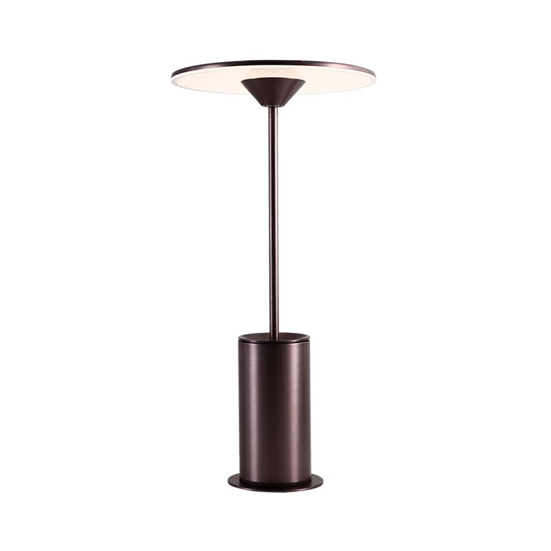 LED Circular Table Lamp Contemporary Metal Reading Book Light in Brown for Study