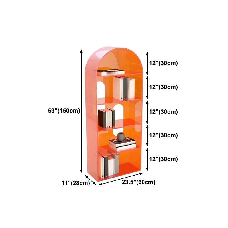 Acryl -Bücherregal Skandinavischer Stil Orange Open Back Bücherregal für Home Office Study Room