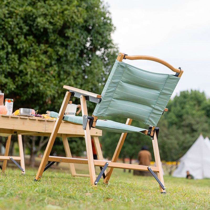 Folding Outdoors Dining Chairs Solid Wood Dining Armchair with Arm