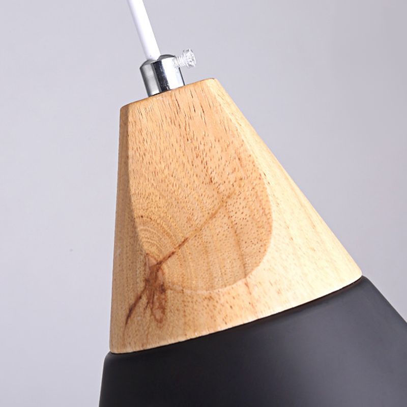 Modern Dining Room Ceiling Pendant Light Wood Cone Hanging Light with 1 Light