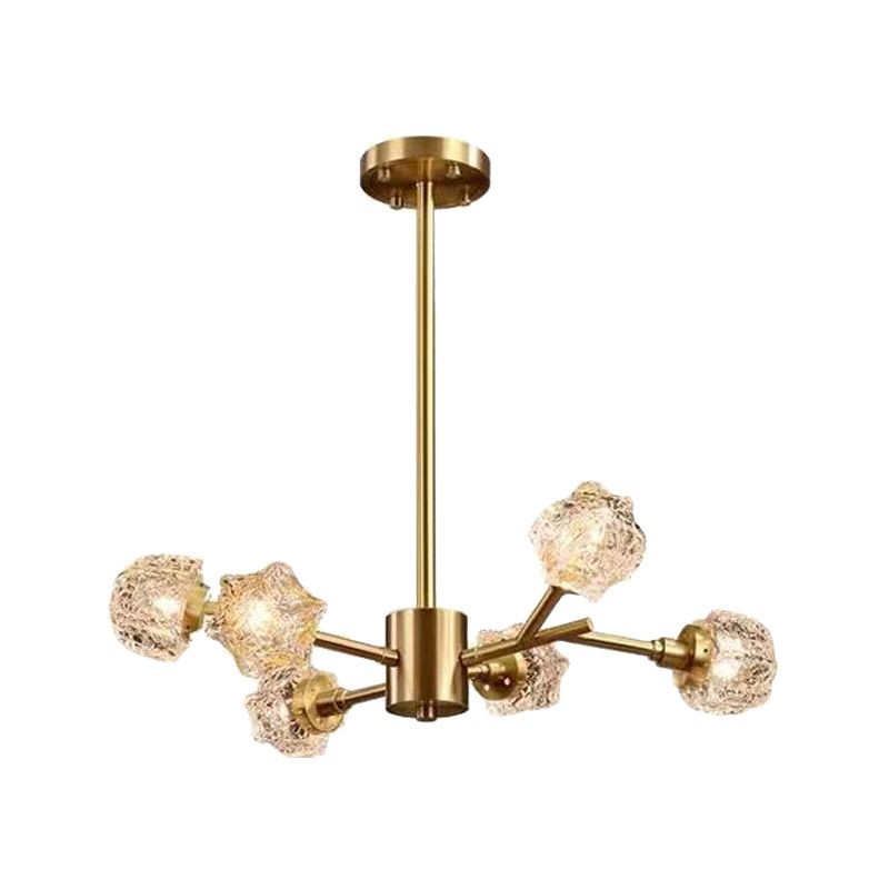 Lampadella a blocchi di cristallo a 6 bulba Light Light Modern Brass Starburst Dining Room Aione a sospensione