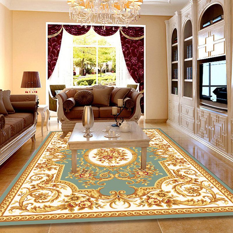 Retro Floral Printed Rug Multi Colored Synthetics Area Rug Anti-Slip Backing Machine Washable Indoor Rug for Parlor