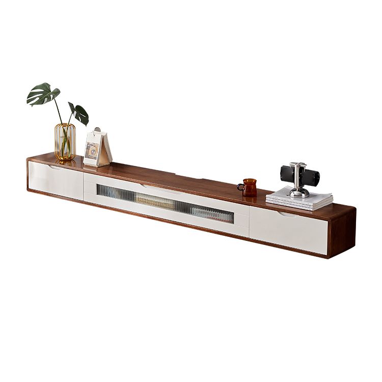 Matte Finish Media Console with Drawers Scandinavian TV Media Stand, Rubberwood