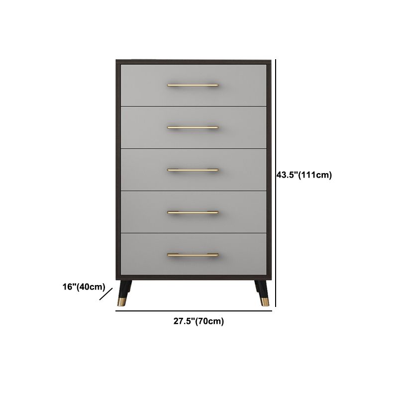 Classic Glam Wood Dresser Gray Soft-Close Drawers Storage Chest