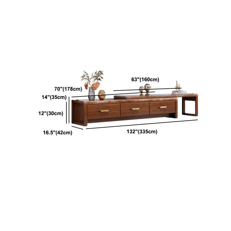 Traditional Style TV Stand Brown TV Console with Drawers for Living Room