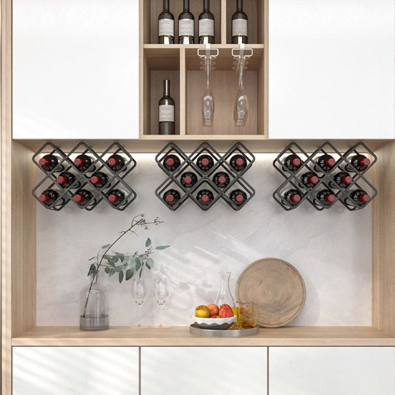 Modern Simple Tabletop Wine Rack Metal Black Wine Bottle Rack for Kitchen