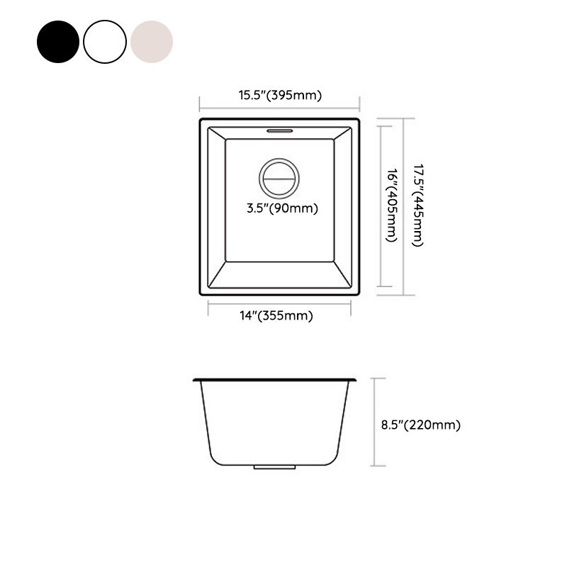 Stone Farmhouse Kitchen Sink Single Bowl Drop-In Sink with Basket Strainer