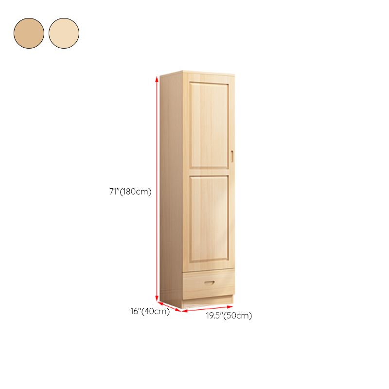 Solid Wood Kid's Wardrobe Light Wood Wardrobe Closet with Garment Rod