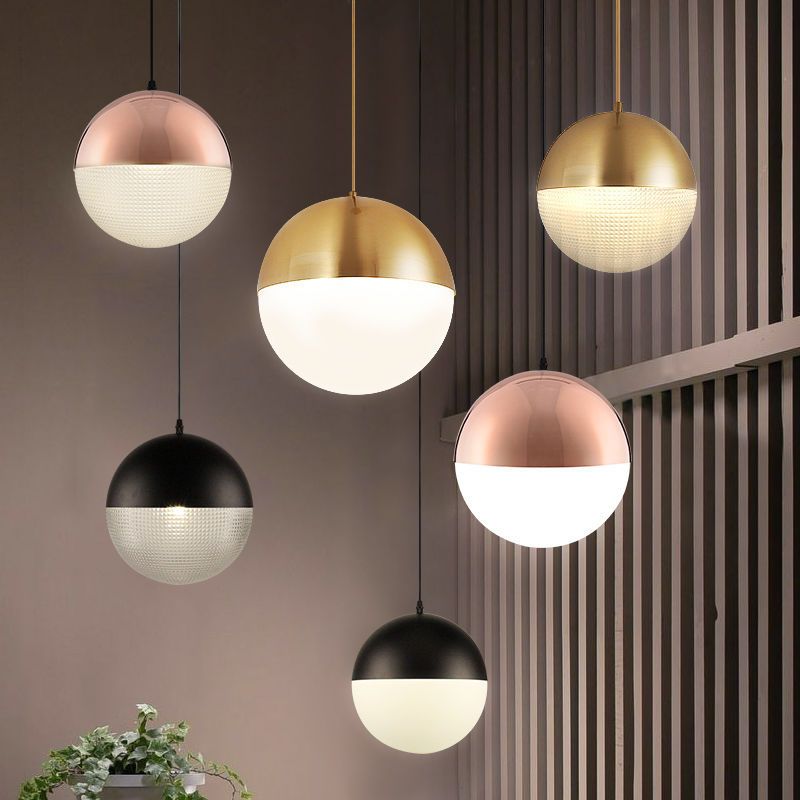 Spherical Shape Hanging Light Modern Style Glass 1 Light Hanging Lamp for Bedside