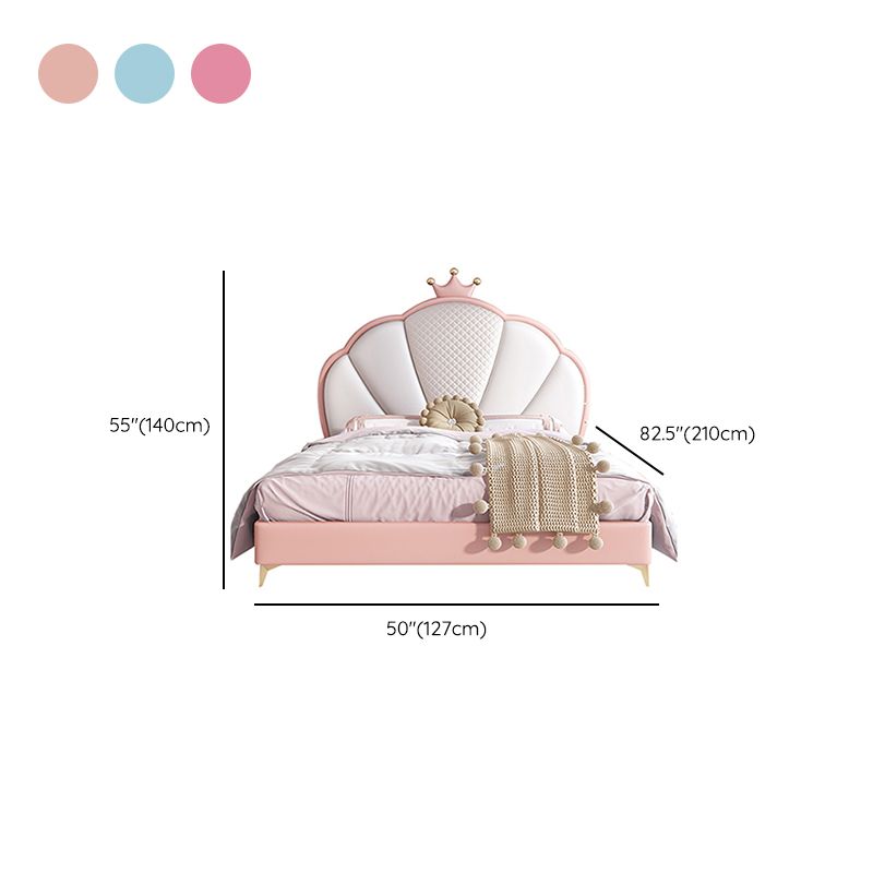 Modern Crown-Shaped Headboard Bed Frame King & Queen Princess Standard Bed with Mattress