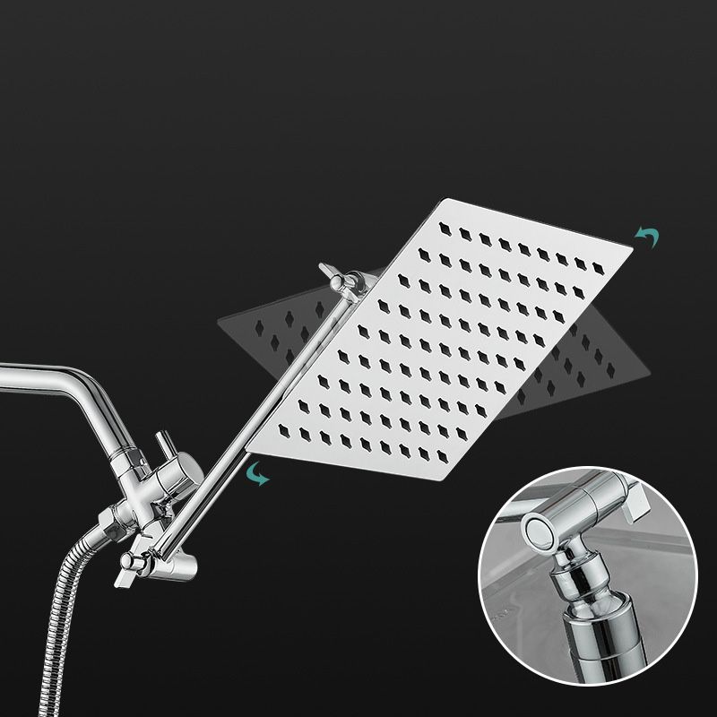 Wall Mounted Adjustable Shower Head Modern Square Metal Shower